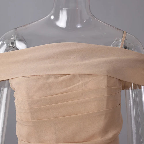 Load image into Gallery viewer, Women Khaki Pleated Slim Elegant Long Party Dress New Slash Neck Sleeveless Fashion Tide Spring Autumn 2025 CPG2992
