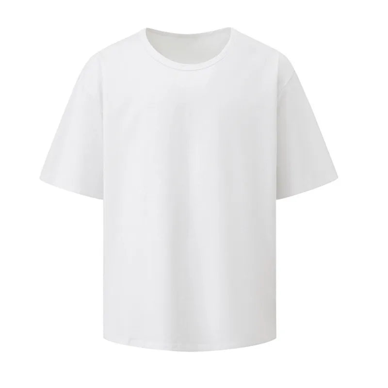 Men's T-shirts Short Sleeve New Summer Loose Round Neck Design Korean Solid Color Simple Trendy Pullover Male Top 9W1619