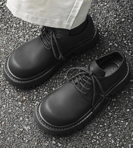 Men's PU Leather Shoes Lace-up Contrast Color Versatile Trendy Male Height Increasing Shoe 2025 Spring Chic 9C9226