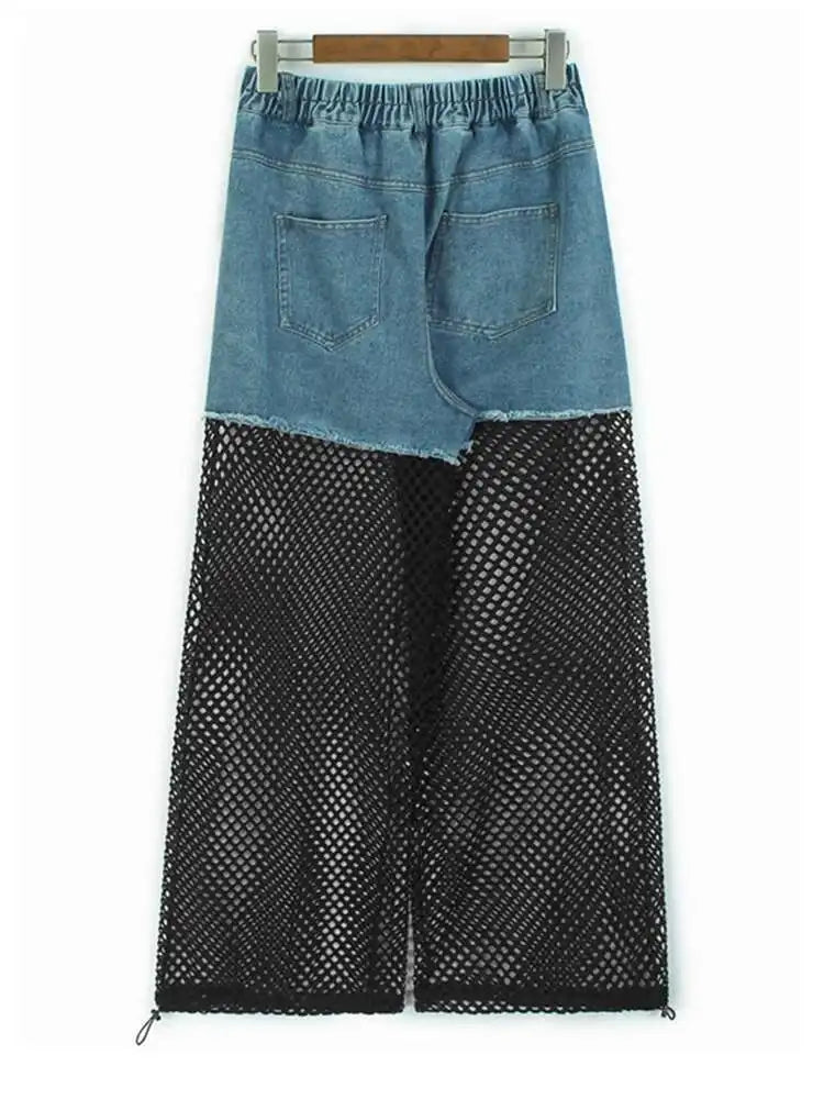 High Waist Black Denim Hollow Out Long Casual Wide Leg Jeans New Women Trousers Fashion Tide Spring Autumn 2025 1DH9802