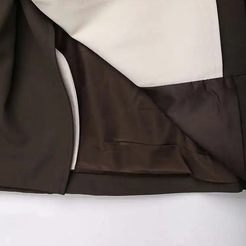 Load image into Gallery viewer, Women Brown Color-block Big Size Long Trench New Lapel Long Sleeve Windbreaker Fashion Tide Spring Autumn 2025 2AA310104
