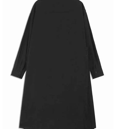 Women Green Hem Irregular Pleated Big Size Shirt Dress New Lapel Long Sleeve Fashion Tide Spring Autumn 2025 1DH6769