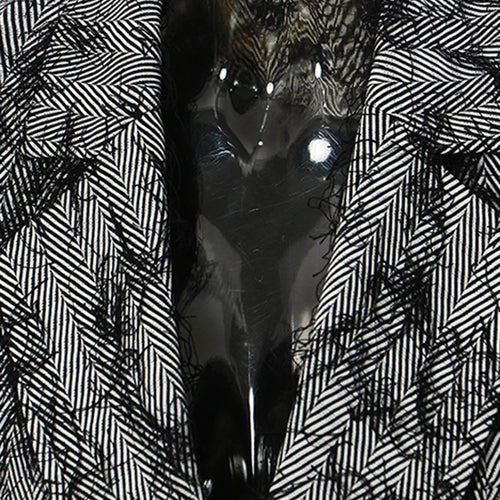 Load image into Gallery viewer, Women Gray Color-block Tassels Big Size Long Blazer New Lapel Long Sleeve Jacket Fashion Tide Spring Autumn 2025 7AB1820
