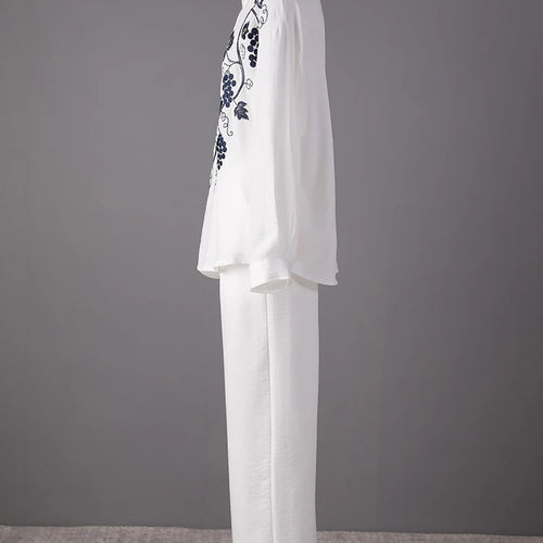 Load image into Gallery viewer, Big Size Embroidery Shirt Wide Leg Pants Two Piece Suit New Lapel Long Sleeve Women Fashion Tide Spring Autumn 2025 CPG307
