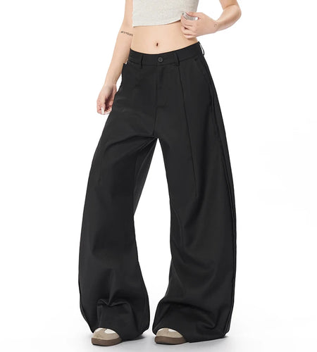 Men's Suit Pants New Summer Curved Knife Trendy Straight Wide Leg Stylish Solid Color Male Causal Clothing 2025 9W1929