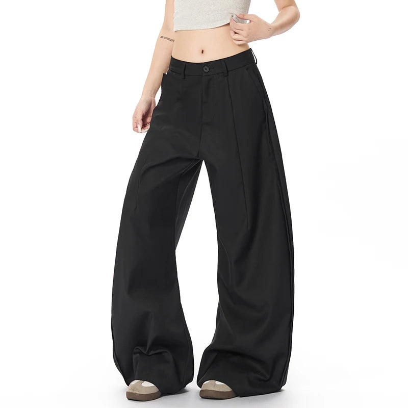 Men's Suit Pants New Summer Curved Knife Trendy Straight Wide Leg Stylish Solid Color Male Causal Clothing 2025 9W1929