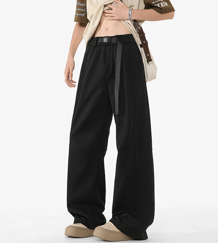 Men's Casual Pants New Summer Fashion Trend Elastic Waist Belt Splicing Full Length Male Trousers Spring 2025 9W1390