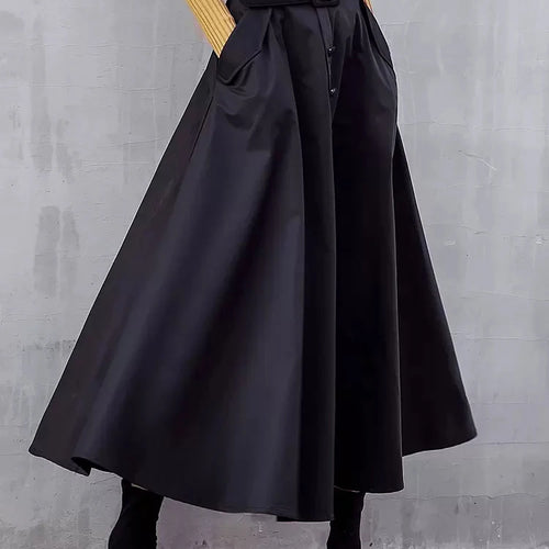 Load image into Gallery viewer, Solid Patchwork Belt Elegant Skirts For Women High Waist Loose Temperament Skirt Female Fashion Clothing

