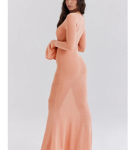 Elegant Sweater Knitted Long Sleeved Dress Women Hollow Sexy Tight Female Elastic Dress Slim Party HolidayEvening Dress