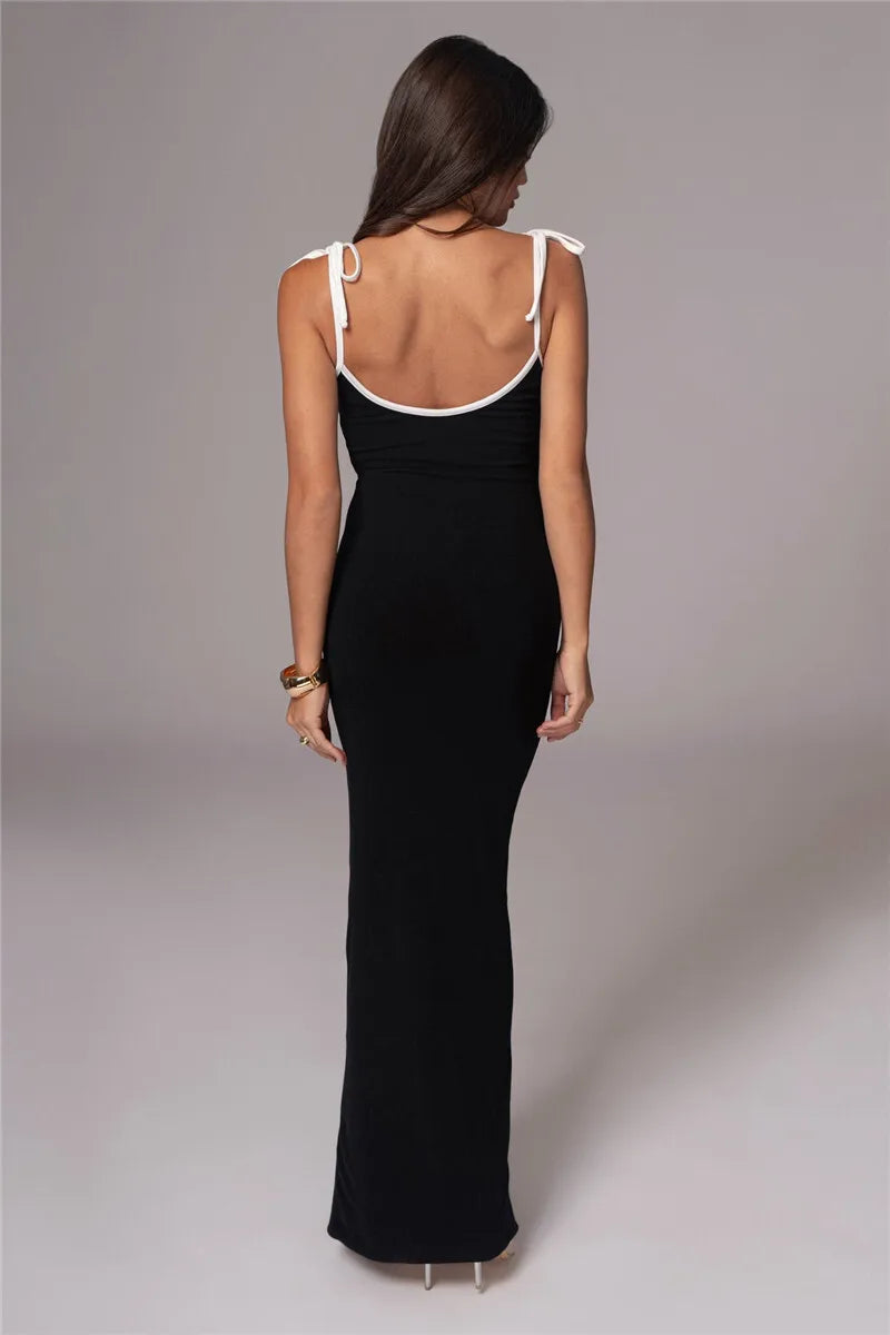 Spaghetti Strap Lace-up Sexy Maxi Dress For Women Gown Fashion Sleeveless Backless Bodycon Evening Sexy Long Dress