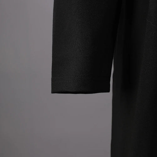 Load image into Gallery viewer, Women Black Zipper Irregular Hem Slit Midi Dress New Turtleneck Long Sleeve Fashion Tide Spring Autumn 2025 1DH9354
