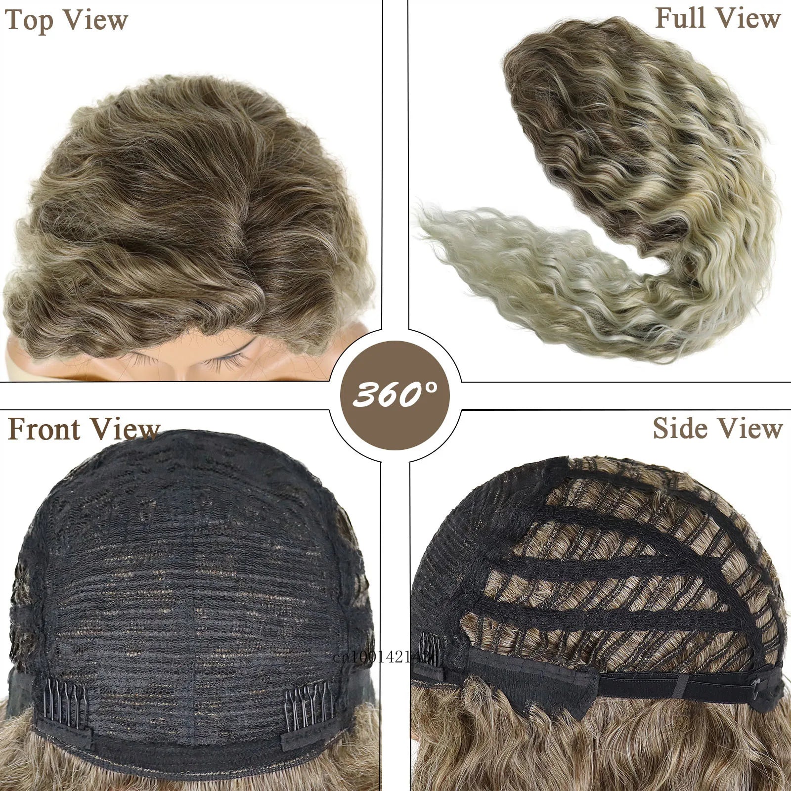Synthetic Hair Long Curly Wigs for Black Women Gradient Color Blonde Wigs with Side Bangs Big Volume Hair Wigs Natural Hairstyle