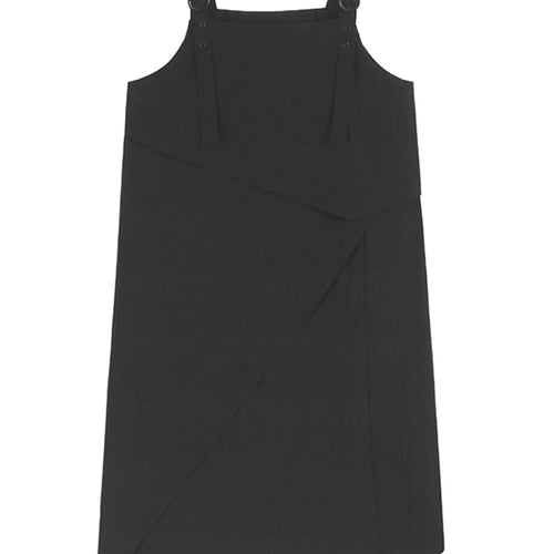 Load image into Gallery viewer, Women Black Irregular Big Size Midi Strap Dress New Square Collar Sleeveless Fashion Tide Spring Autumn 2025 1DJ1229
