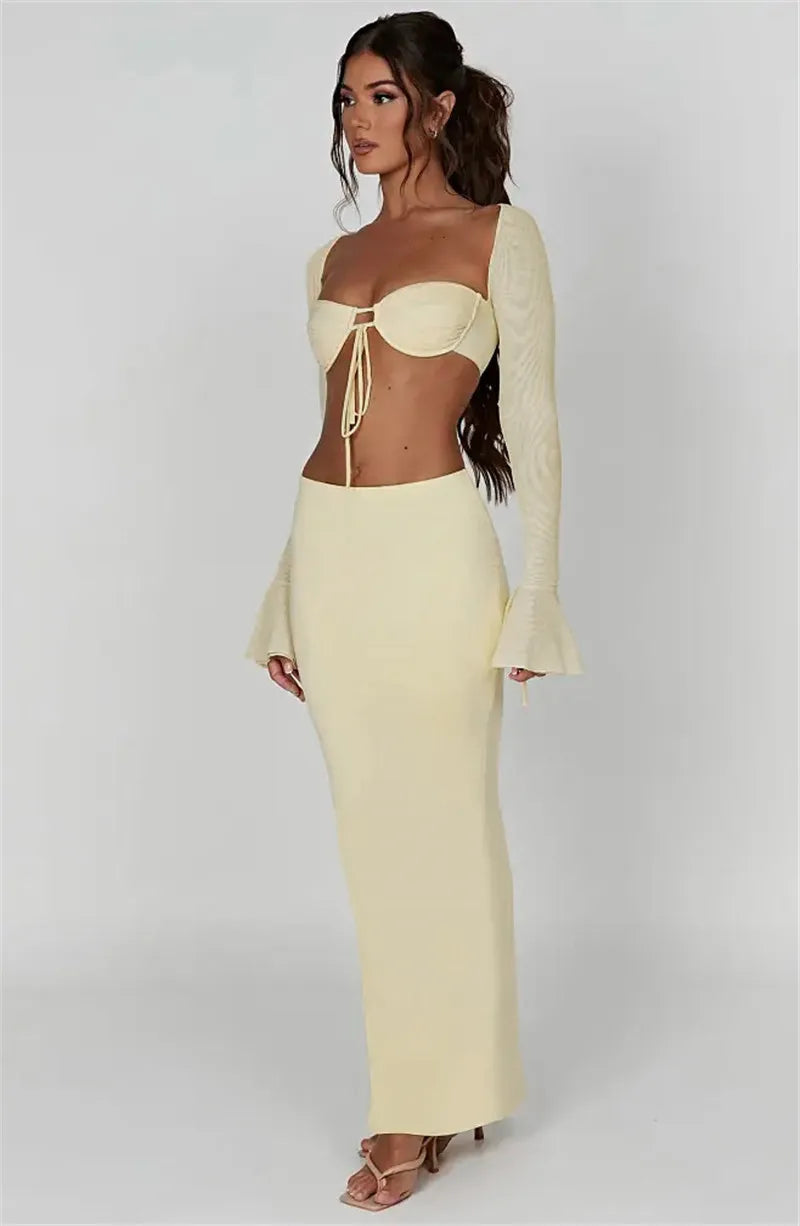 Thickened Fabric Sexy Maxi Skirt Women 2023 Autumn Winter New Solid High Waist Skinny Club Party Long Skirt Elegant