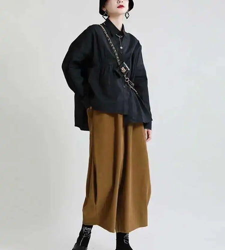 High Elastic Waist Coffee Shaped Long Wide Leg Pants New Loose Fit Trousers Women Fashion Tide Spring Autumn 2025 1DE2958