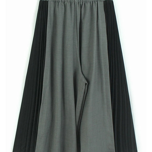 Load image into Gallery viewer, High Elastic Waist Gray Black Color-block Pleated Wide Leg Pants New Trousers Women Fashion Spring Autumn 2025 1DJ1582
