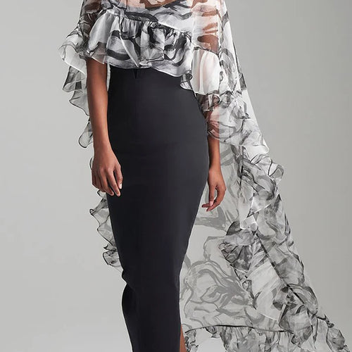 Load image into Gallery viewer, Fashion Vintage Cover-up Top Floral Flower Print Pleated See-Through Sun Protection High-low Loose Blouses Shirts Tops
