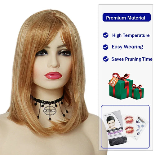 Load image into Gallery viewer, Synthetic Honey Blonde Wig with Bangs for Women Halloween Costume Wig Long Bob Wig Beth Dutton Wig Cosplay Yellow Stone
