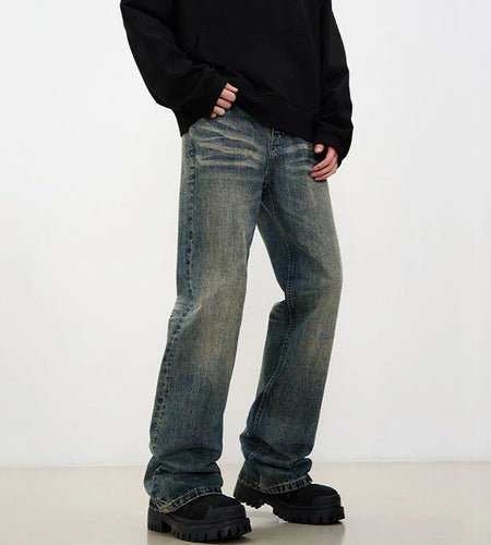 Men's Flare Jeans New American High Street Male Wide Leg Denim Pants Fashion Solid Color Men Bottoms Spring Tide 9W1411