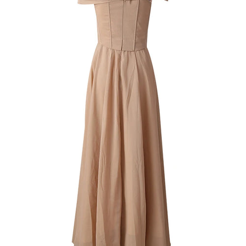Load image into Gallery viewer, Women Khaki Pleated Slim Elegant Long Party Dress New Slash Neck Sleeveless Fashion Tide Spring Autumn 2025 CPG2992
