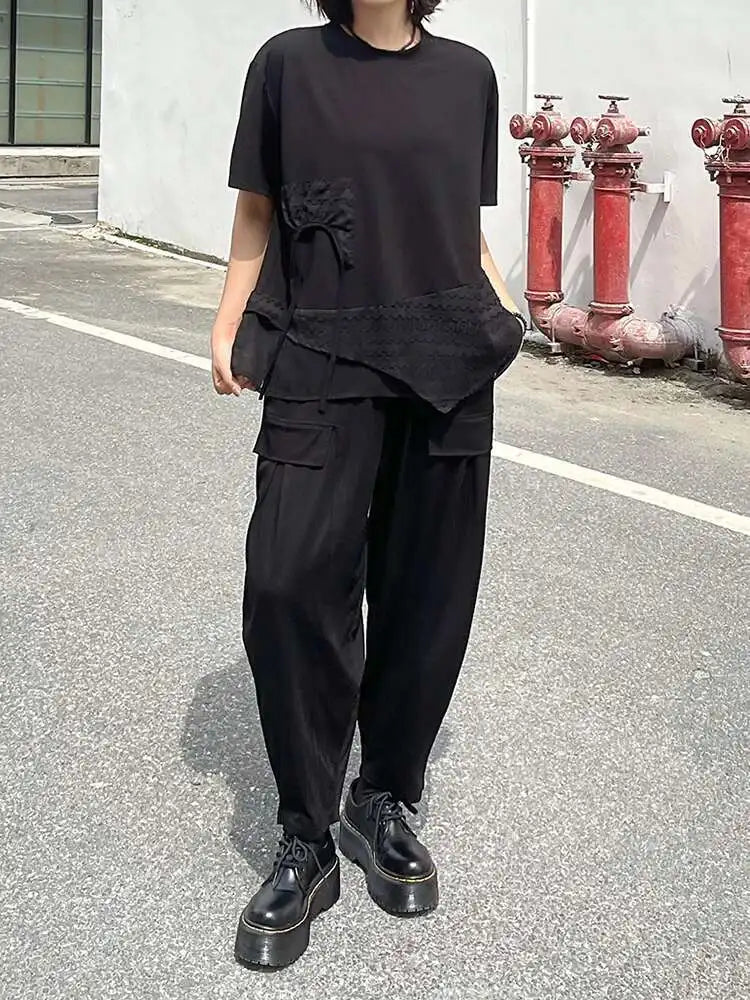 High Elastic Waist Black Brief Pocket Casual Harem Pants New Trousers Women Fashion Tide Spring Autumn 2025 1DJ0607