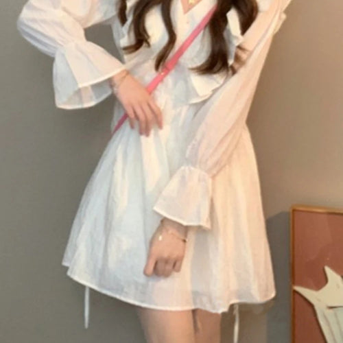 Load image into Gallery viewer, Chic Chiffon Long-sleeved Mini Dress Women Spring Autumn Korean Style Dress Female Popular Youthful French Dresses Ladies
