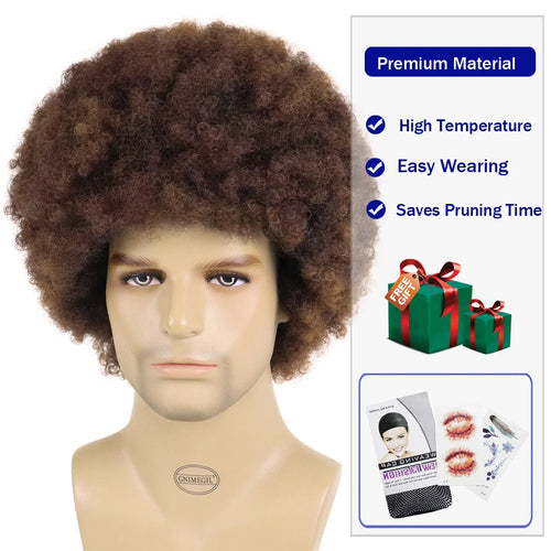 Load image into Gallery viewer, Afro Wigs for Men Synthetic Hair Curly Wig Big Curls Halloween Costume Wigs Cosplay Ros S The Bob Wig Bombshell Hairstyles Short
