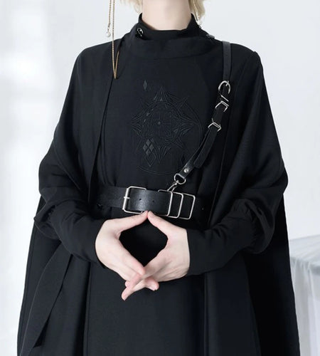 Harajuku Women Black Jackets Gothic Vintage Cloak Coats Y2k Aesthetic Loose Zipper Jacket Streetwear Grunge Sleeveless Split Top