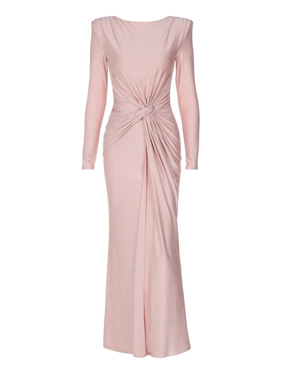 Elegant Long Sleeve Bodycon Party Club Evening Dress For Women 2025 New Fashion Temperament Slim Tight Elastic Vestidos