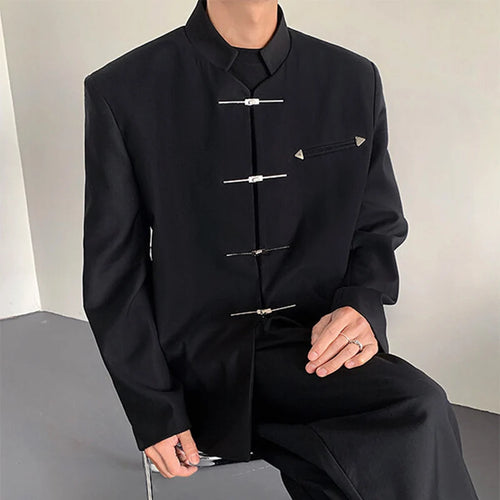 Load image into Gallery viewer, Men&#39;s Blazers New Chinese Stylish Stand Collar Style Metal Buckle Shoulder Male Shoulder Pad Clothing Spring 2025 9W1382
