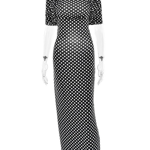 Load image into Gallery viewer, Off-shoulder Polka Dot Maxi Dress For Women Gown Fashion Halter Sleeveless Backless bodycon Split Long Dress Elegant
