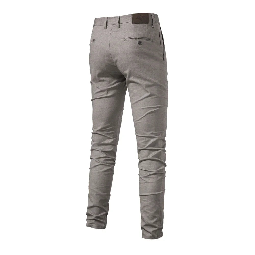 Autumn Business Social Casual Slim Men's Pants Top Quality Smooth Fit Cotton Trousers Pencil Pants for Men