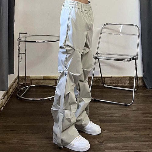 Load image into Gallery viewer, High Street Pleated Overalls Men&#39;s Pants Fashion Loose Straight Button Casual Male Trousers Solid Color Darkwear 9A6007
