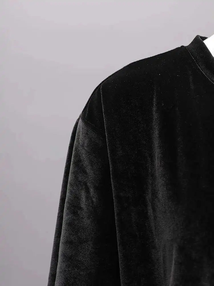 Women Green Mesh Ruffles Hem Big Size Knee-Length Dress New Round Neck Short Sleeve Fashion Spring Summer 2025 CPG2904