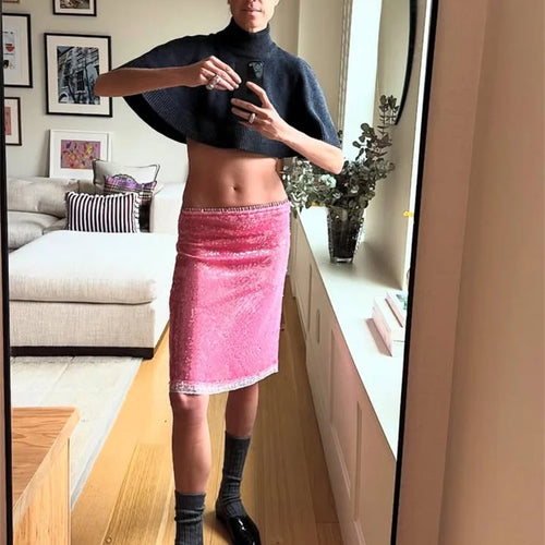 Load image into Gallery viewer, Sequin Summer Beach Sexy Skirt Women Elegant Sparkle High Waist A-line Skirts Female Pink Vacation Club Party Skirt
