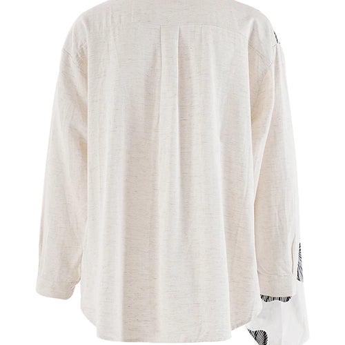 Load image into Gallery viewer, Women White Irregular Flower Big Size Casual Blouse New Lapel Long Sleeve Shirt Fashion Tide Spring Autumn 2025 CPG1908
