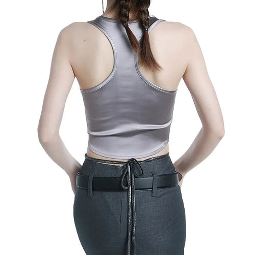 Load image into Gallery viewer, High Street Solid Crop Top For Women Square Collar Sleeveless Backless Vintage Slim Vests Female Summer Style
