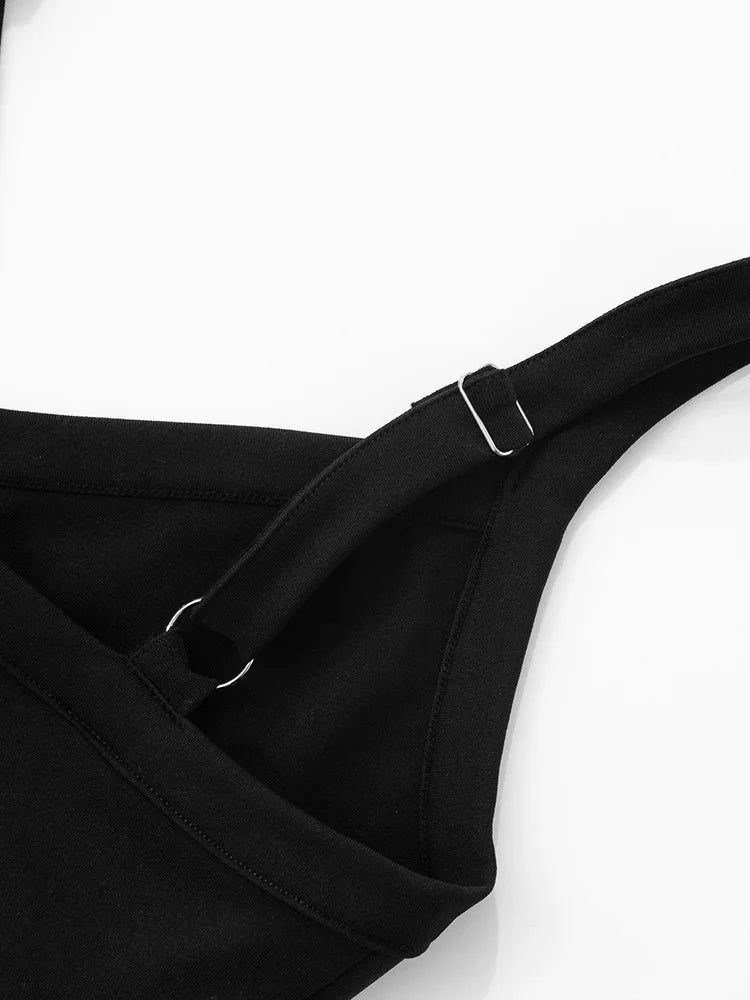 Hollow Out Backless Sexy Maxi Dress Women Gown Spaghetti Strap Sleeveless Irregular Slim Club Long Dress 2025 Summer