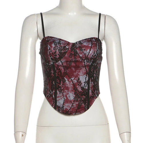 Load image into Gallery viewer, y2k Corset Top Women Summer Lace Patchwork Spaghetti Strap Sleeveless Camisole Vest 2000s Aesthetic Clothing Streetwear
