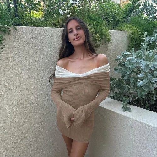 Load image into Gallery viewer, Off-shoulder Long Sleeve Sexy Mini Dress For Women Autumn New Strapless Backless Bodycon Club Party Sexy Dress Elegant
