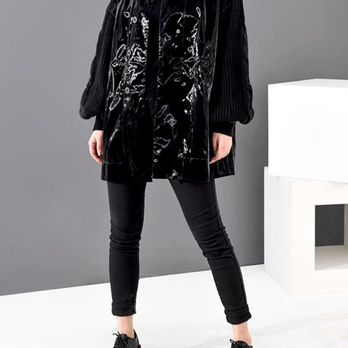 Load image into Gallery viewer, Loose Fit Knitting Drawstring Split Big Size Jacket New Stand Collar Long Sleeve Women Coat Fashion Spring 2025 WB67801
