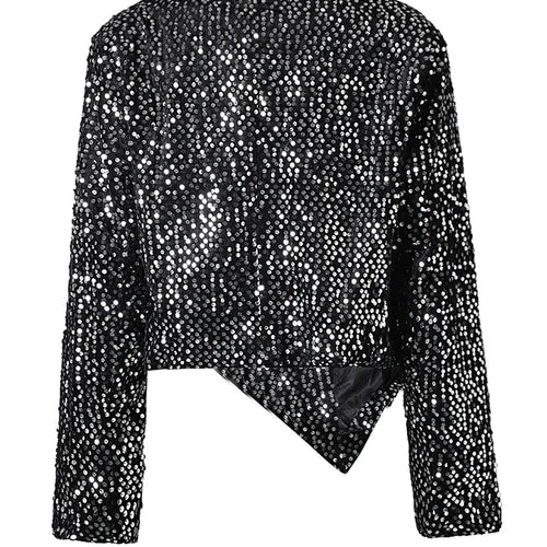 Load image into Gallery viewer, Women Black Irregular Hem Sequins Big Size Blazer New Lapel Long Sleeve Jacket Fashion Tide Spring Autumn 2025 CPG2606
