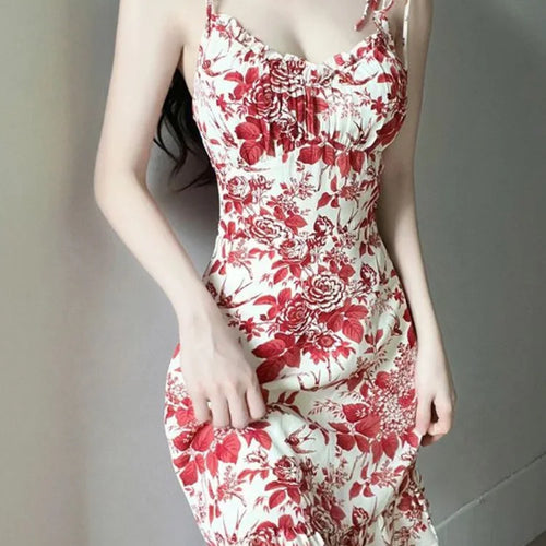 Load image into Gallery viewer, Vintage Sexy Floral Mini Dress Bandage Summer Casual Beach Holiday Vacation Flower Print Slip Dresses New In
