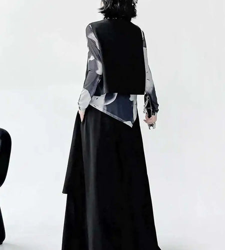 Big Size Irregular Vest Sequins Wide Leg Pants Two Piece Suit New V-Neck Sleeveless Women Fashion Tide Spring Autumn 2025