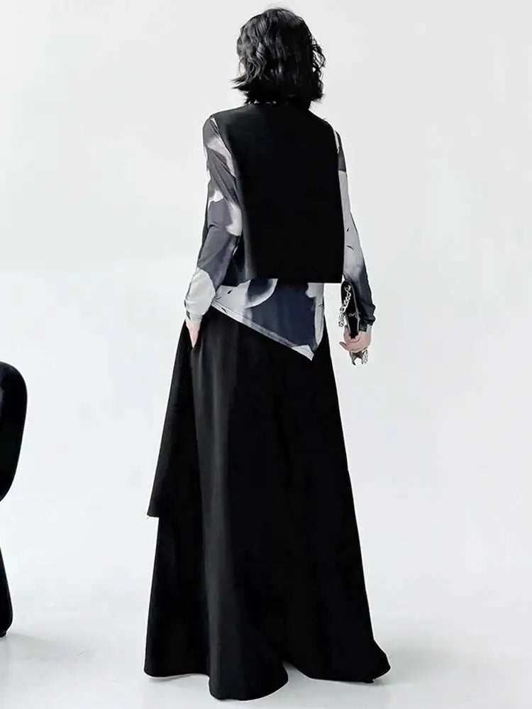 Big Size Irregular Vest Sequins Wide Leg Pants Two Piece Suit New V-Neck Sleeveless Women Fashion Tide Spring Autumn 2025