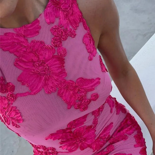 Load image into Gallery viewer, Elegant Floral Print Sexy Maxi Dress For Women Embroidered Applique Tank Dress Femme Bodycon Club Party Long Dress
