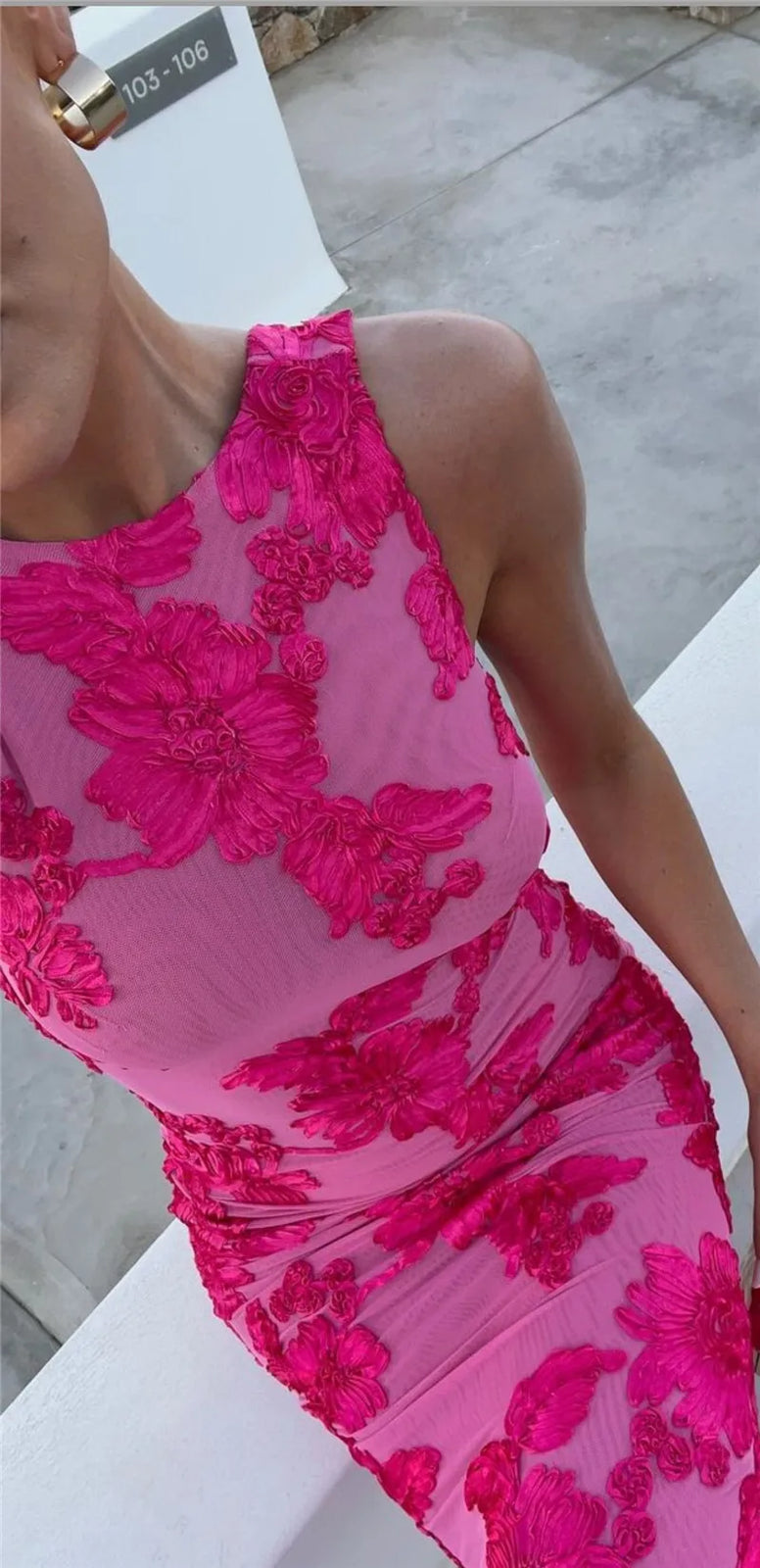 Elegant Floral Print Sexy Maxi Dress For Women Embroidered Applique Tank Dress Femme Bodycon Club Party Long Dress