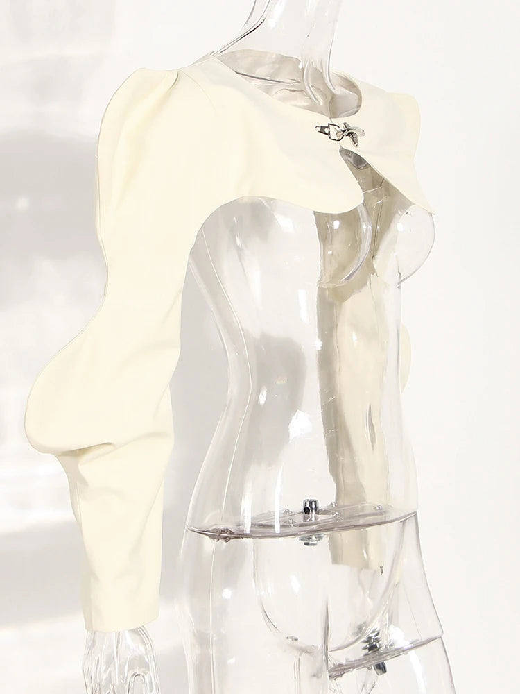 Women Black Shaped Irregular Short Blouse New Lapel Long Sleeve Loose Fit Shirt Fashion Tide Spring Autumn 2025 1DE7398