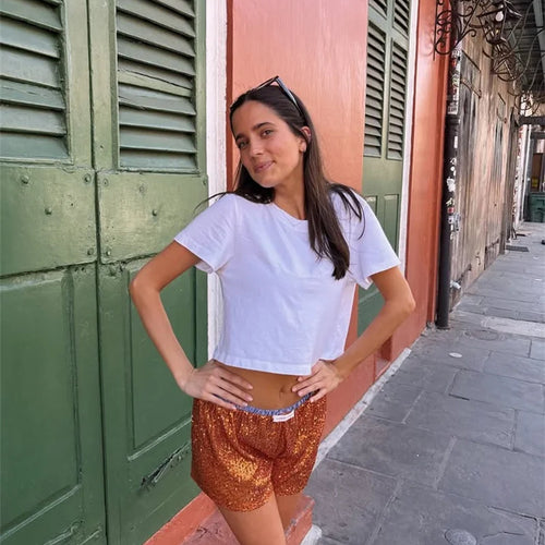 Load image into Gallery viewer, Sequin Summer Beach Sexy Skirt Women Elegant Sparkle High Waist A-line Skirts Female Pink Vacation Club Party Skirt
