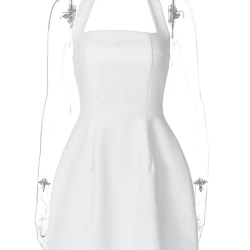 Load image into Gallery viewer, Halter Square Collar Backless Mini Dress For Women Fashion Solid Sleeveless A-line Loose Club Party Sexy Dress Elegant
